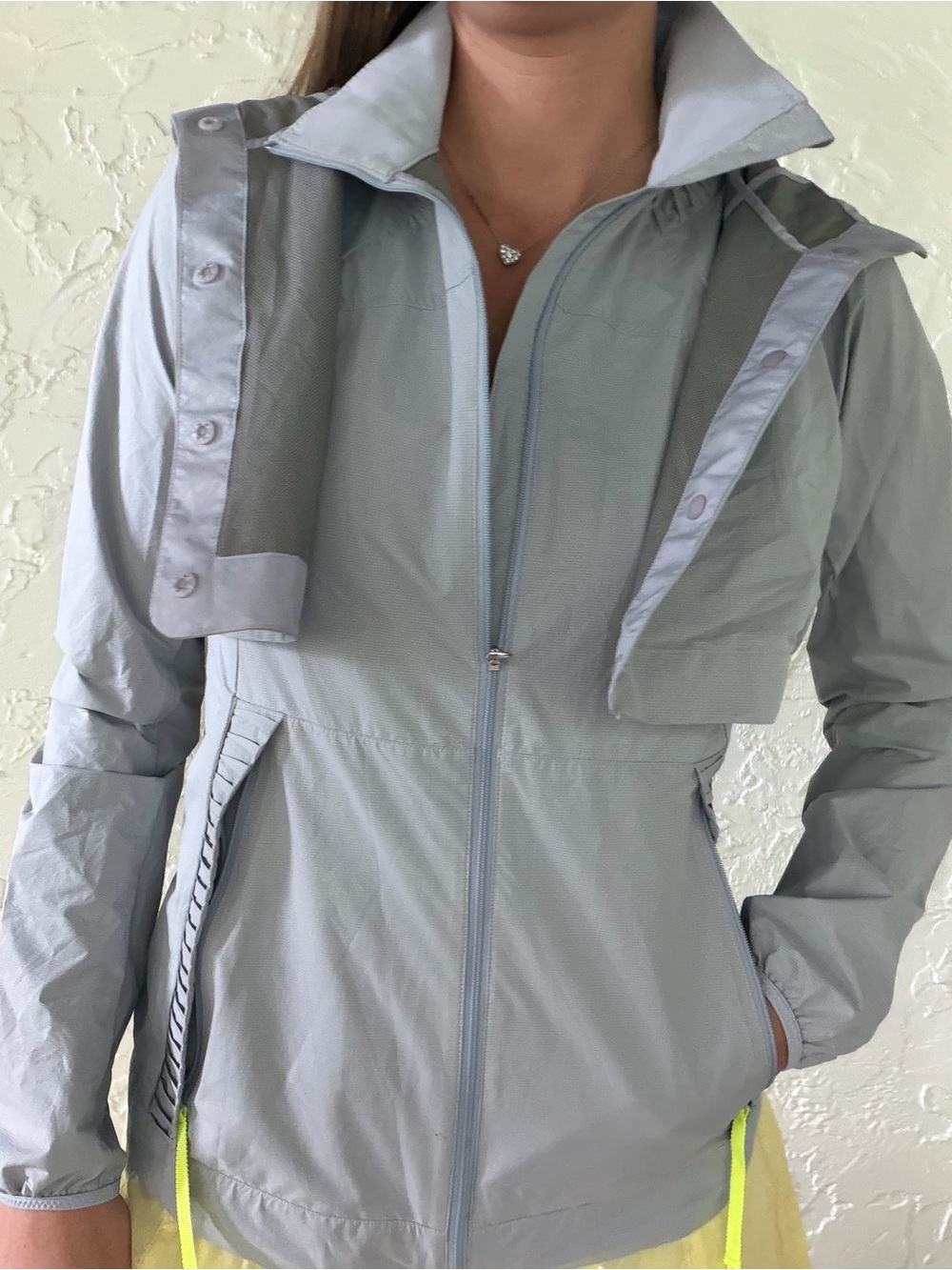 lululemon athletica Light Gray Hooded Windbreaker/Vest Jacket